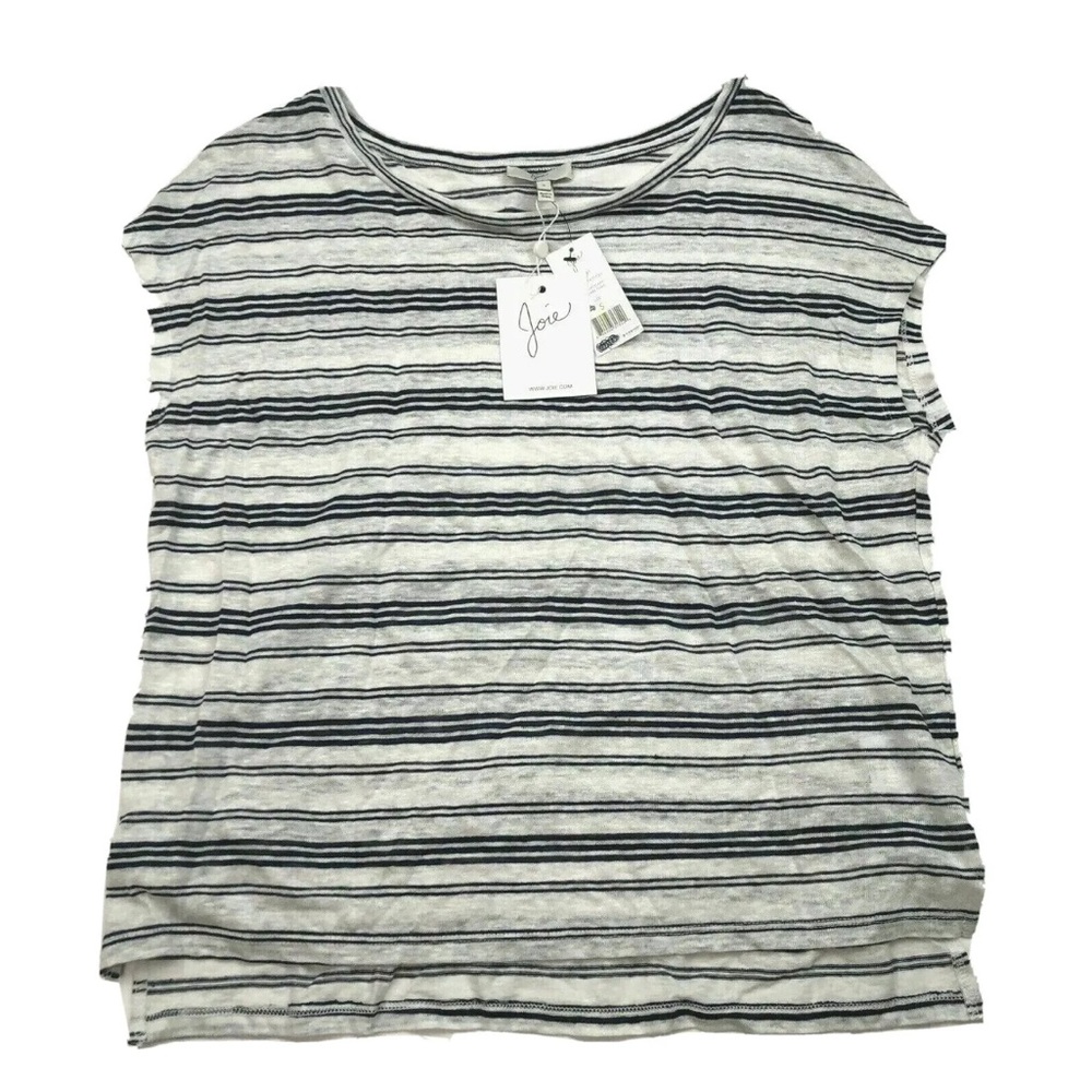 Joie Womens Shirt Size Small Kinsley Striped Linen Navy Cap Sleeve Casual $138